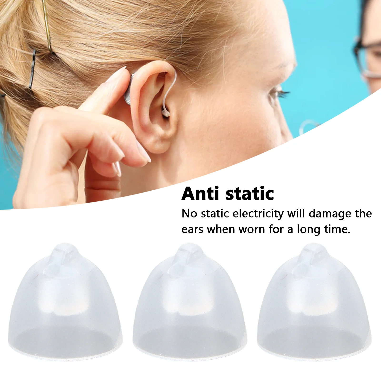 10Pcs/Pack 8mm Hearing Aid Dome Silicone Transparent Deaf Aid Domes Soft Washable Antistatic for Replacement Part