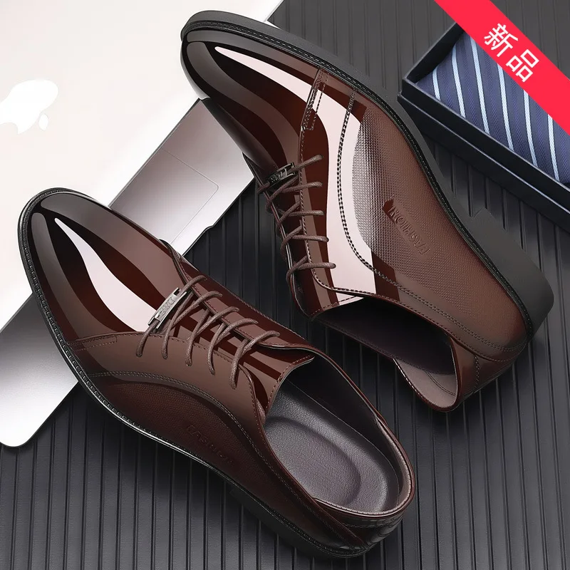 Spring and Autumn New British Style Black Casual Leather Shoes Men's Business Formal Hundred Take Work Leather Shoes CB097