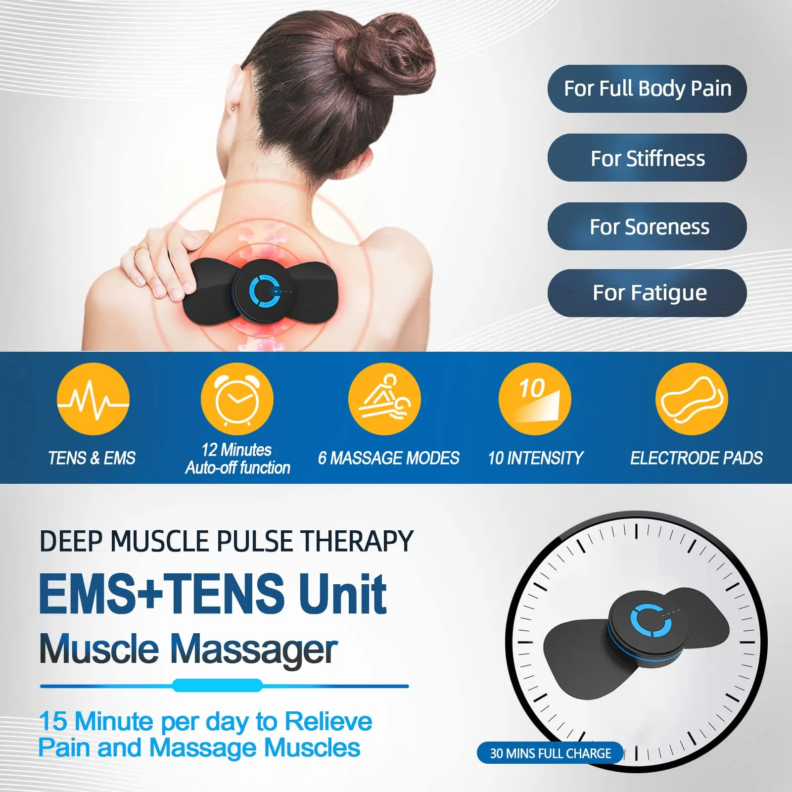 Tens Unit Muscle Stimulator FSA HSA Eligible Rechargeable Wireless Electric EMS Deep Tissue Machine Pain Relief Therapy for Back Shoulder Leg Neck