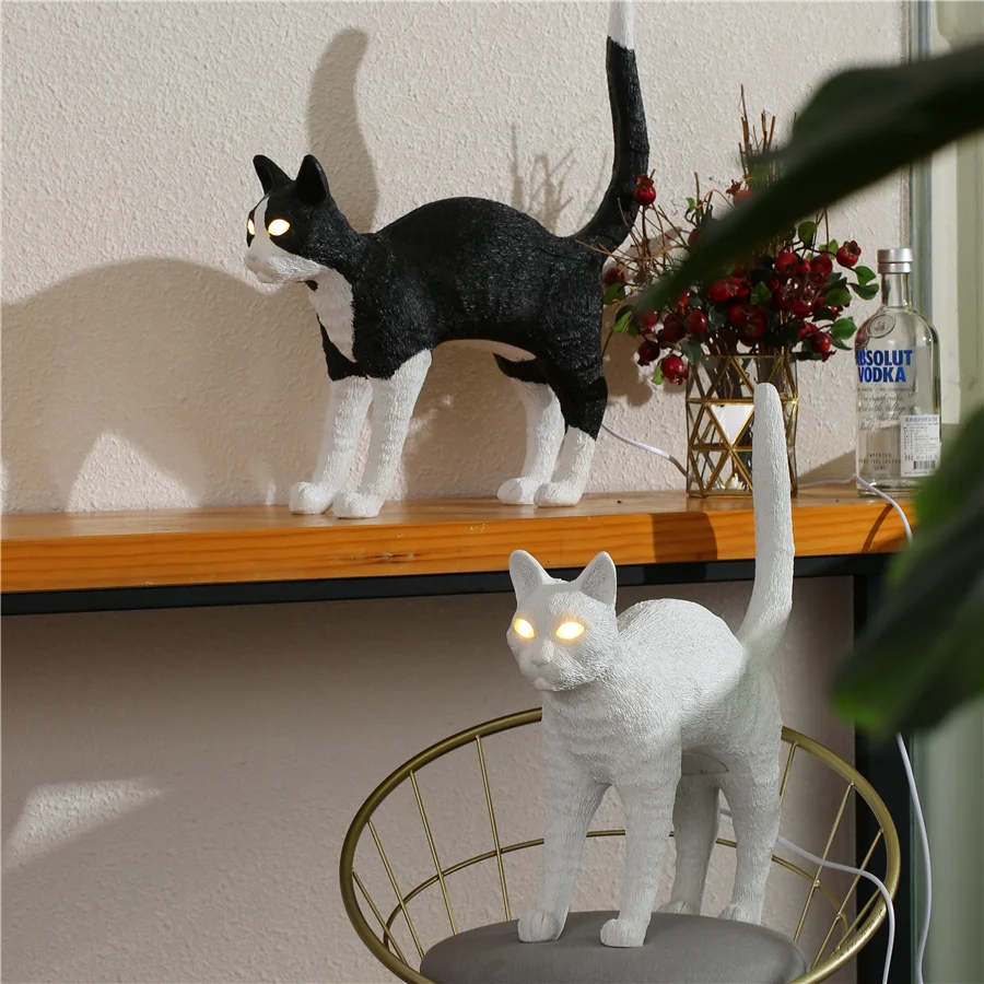 Description Picture 6 of itemNordic cat Table Lamp Resin animal table light for Bedroom Bedside office Dining Room hotel Designer black cat Desk Lamp