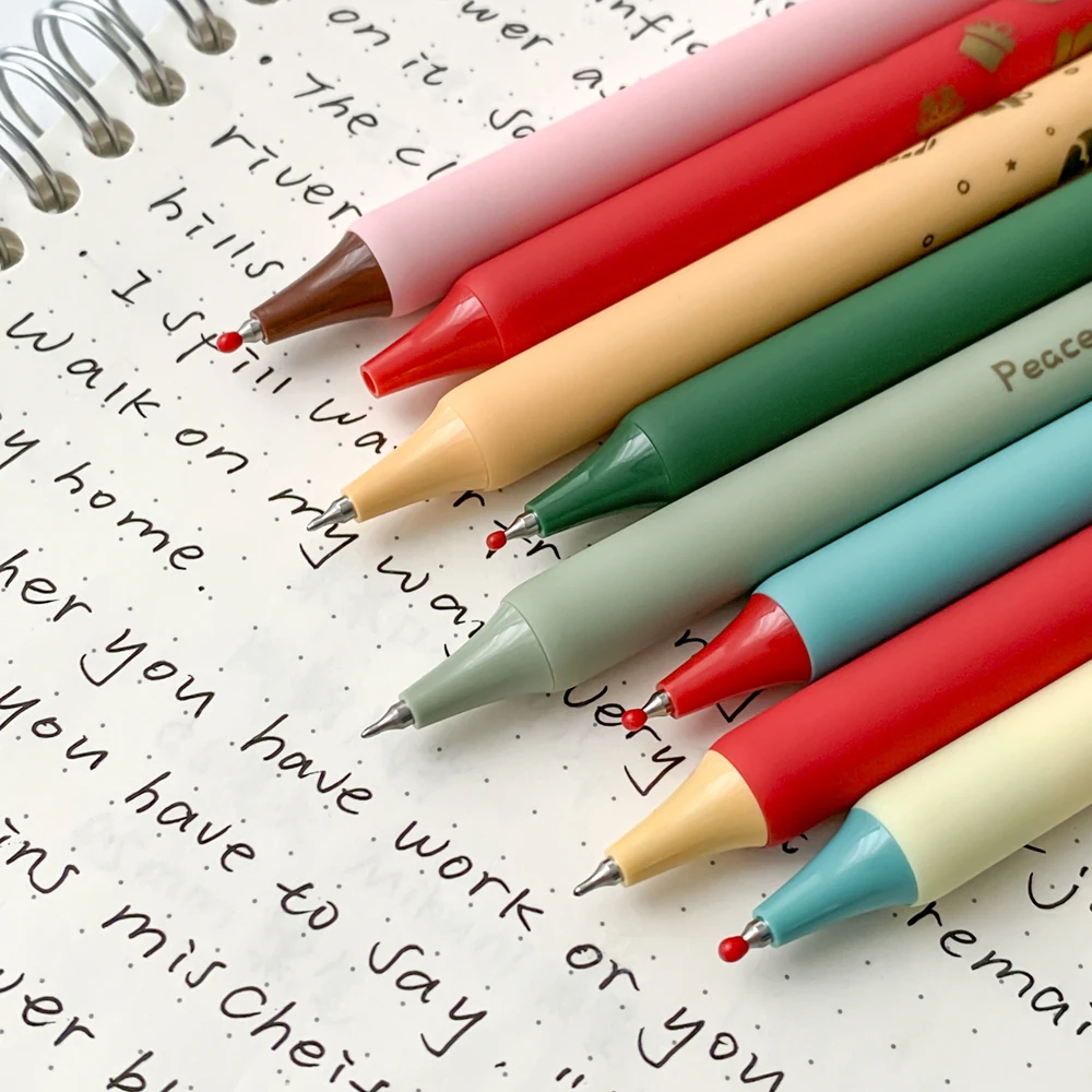 4 Pcs/Set Creative Christmas Gel Pen High-Aesthetics 0.5mm Black Merry Christmas Gel Ink Pen for School Student Office Supplies