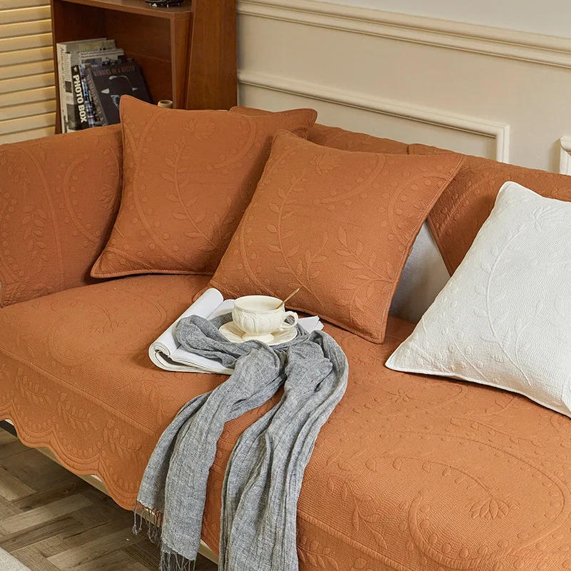 Embroidered Cotton Washed Sofa Cushion Four Seasons Universal Non-slip Cotton Fabric Living Room Sofa Cover 3