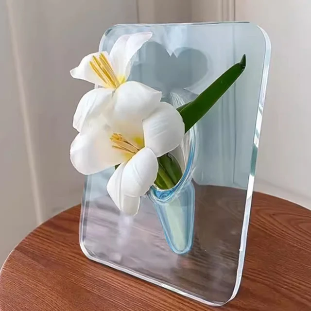 Hydroponic Flower Planter Flower Vase Acrylic Photo Frame Vase Transparent Vase Office Home Decor Artistic Room Decoration