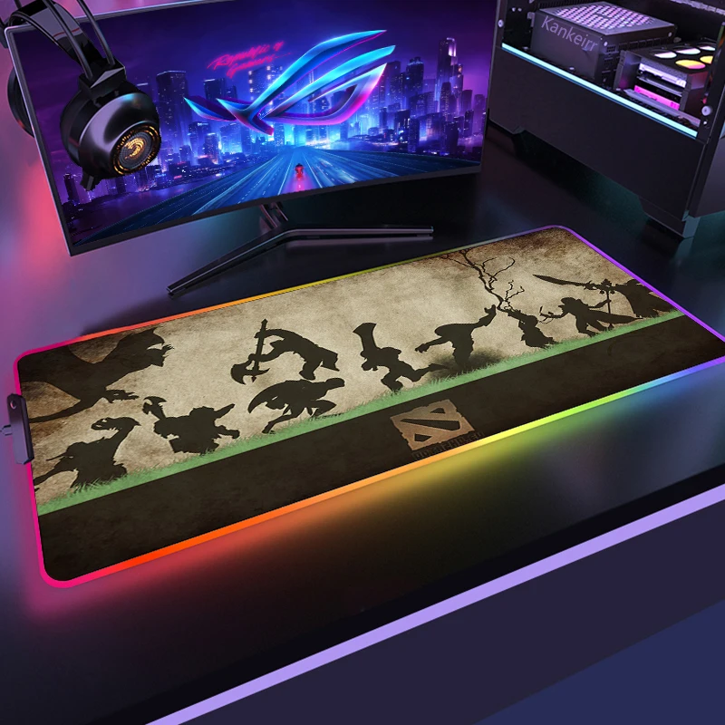 thumbnail image 1 of Alfombrillas de ratón 900x400 Dota2, alfombrilla de ratón LED para ordenador portátil XXL a la moda, alfombrilla de ratón RGB para juegos HD, alfombrilla grande XL para juegos de teclado de escritorio, 1 of 5