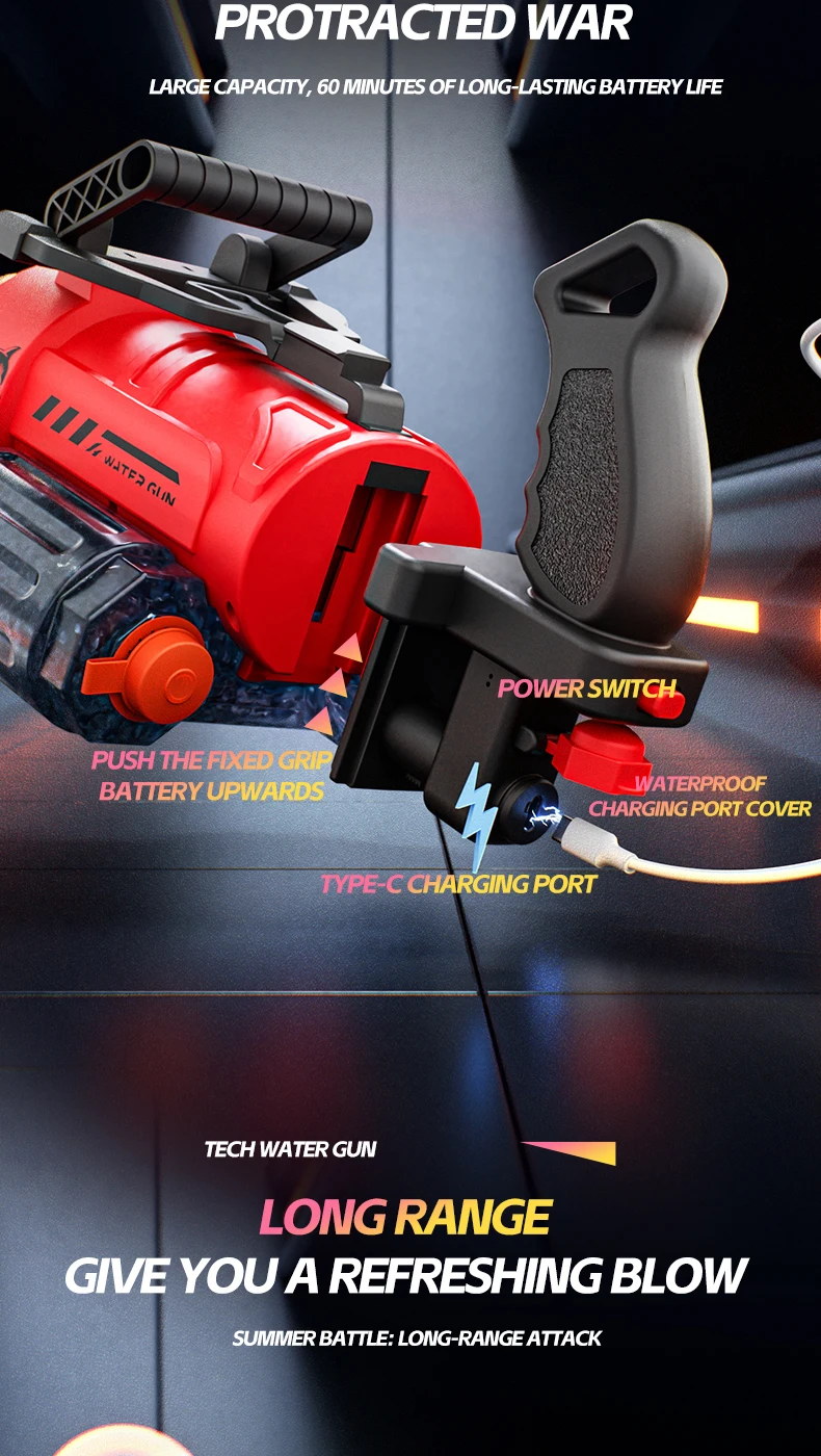 Electric Rotating Water Gun With Light Spray For Beach And Pool_voghion.com