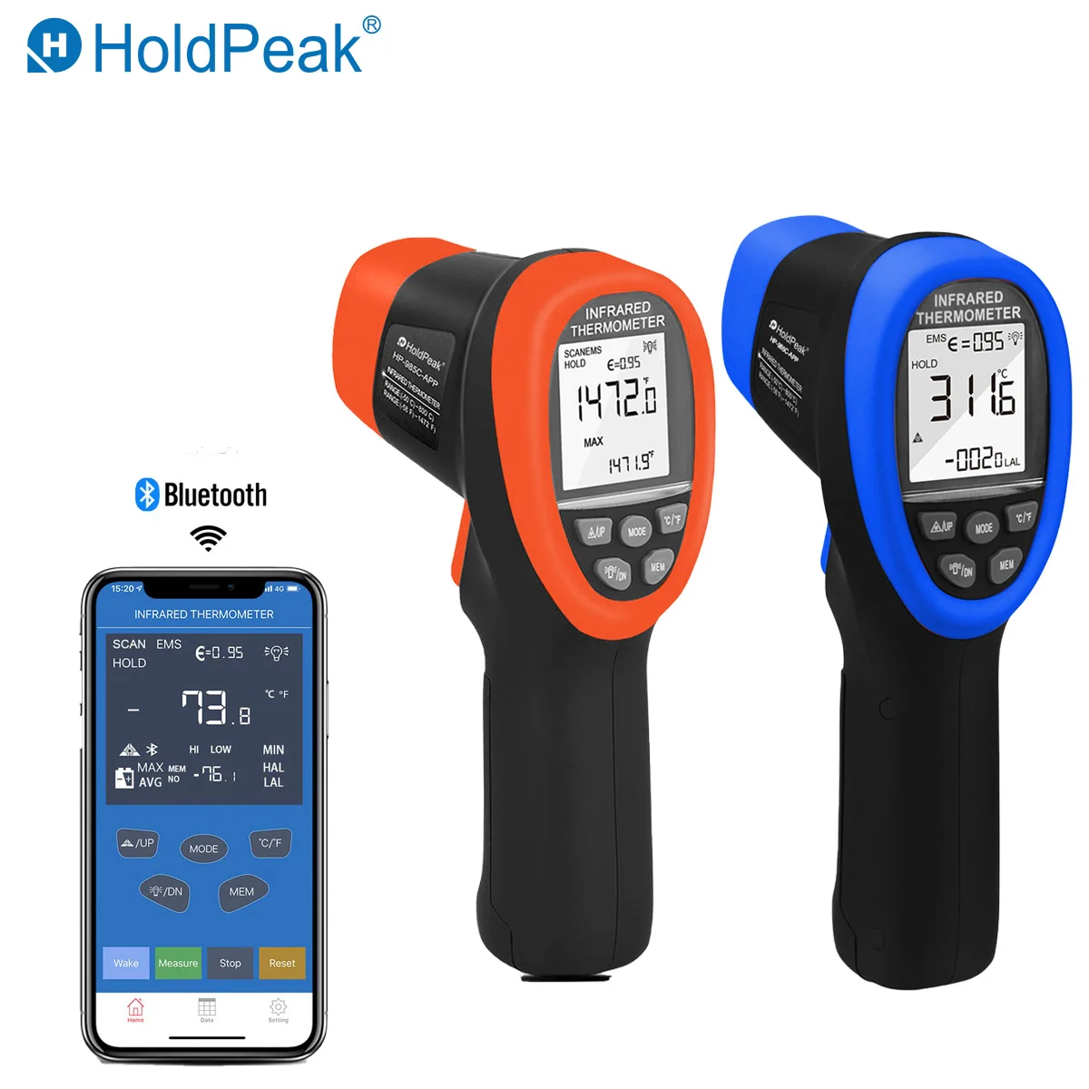 Бесконтактный портативный инфракрасный термометр HP/BT-985APP с Bluetooth -58to1472