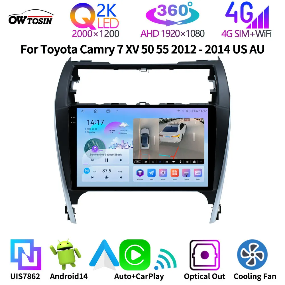 QLED 2K Screen 8G+256G Android 14 Car GPS Radio Head Unit For Toyota ...