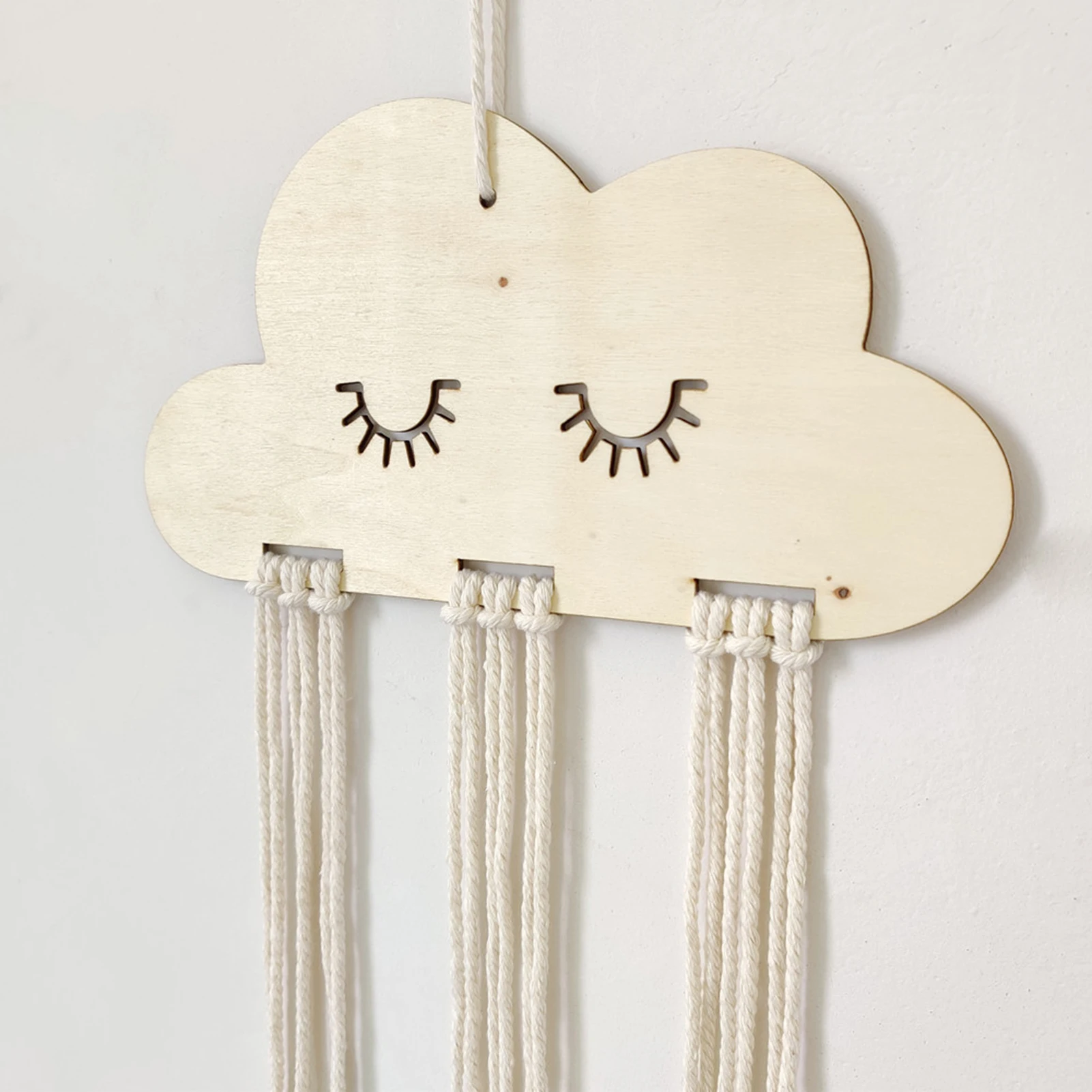 Solid Wood Cloud Hair Accessory Organizer - Wall-Mounted Holder