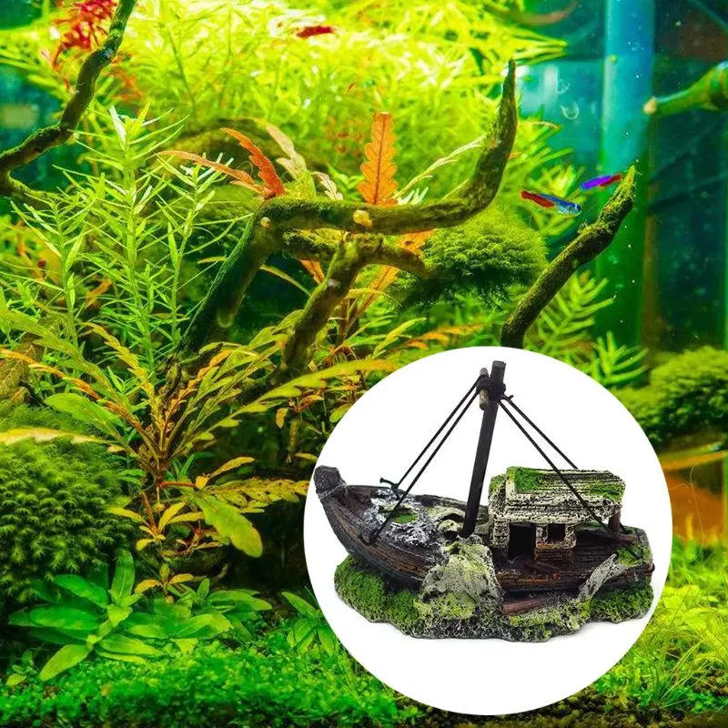 Aquarium Sinking Ship Decorations Sunken Ship Ornaments Eco-Friendly Resin Material Shipwreck Cave Betta Hideout fish tank ornaments,fish tank decorations,aquarium ornaments