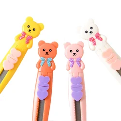 Couteau utilitaire ours Kawaii boîte Express coupe papier, étudiant poche Art bricolage outils papeterie scolaire Mini boîte coupe papier 2 pièces 