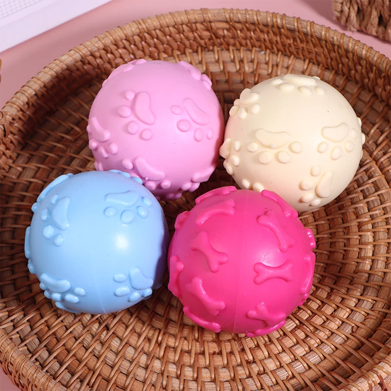 Interactive Cartoon Paw Print Dog Toy Ball, Squeaky & Chewable Rubber Material, Small Breed Pet Plaything Aids in Dental Health S79c3979ae5224d0d885037177efc5c50c