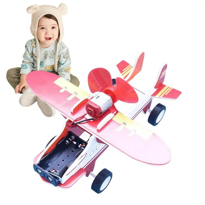 

Kids Woodworking Project Kits Electric Motor Stem Kits Airplane Electronic Assembly Battery Powered Toy Kit DIY Educational
