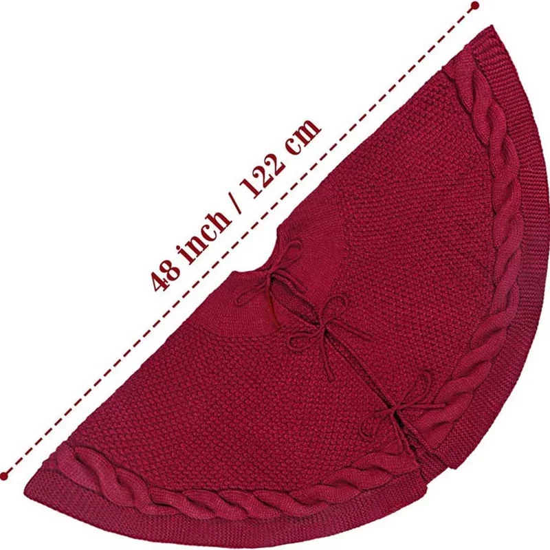 48 Inch Christmas Tree Skirt Knitted Thick Home Christmas Decoration Supplies Red Knitted Navidad Tree Apron christmas tree skirt