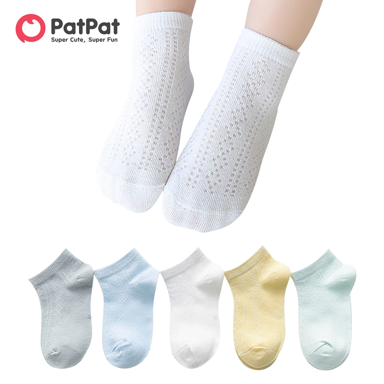 PatPat 5-pack Baby / Toddler / Kid Pure Color Breathable Socks Set