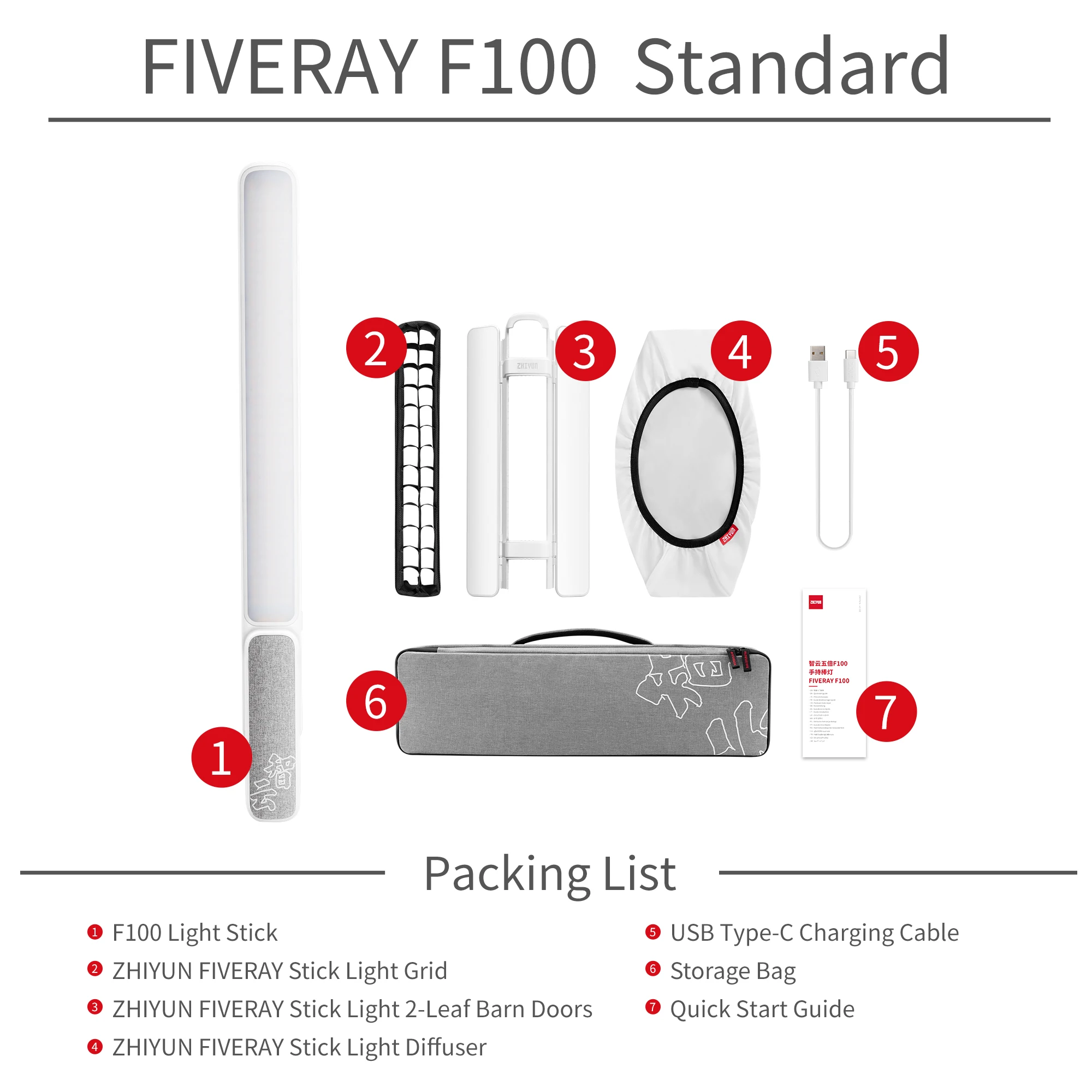 ZHIYUN FIVERAY F100 Led Lights Handheld RGB Light Photo Video Lamp