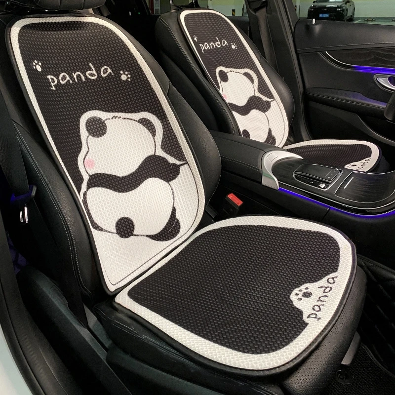 Panda Style Universal Car Seat Cushion - Breathable Ice Silk Comfort Pad for All Seasons
