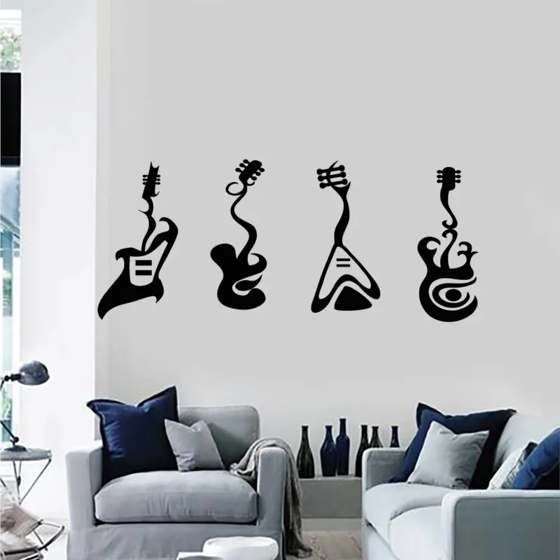 

Music guitar wall stickers instrument store decoration rock electric guitar wall stickers different style guitar wall stickers16