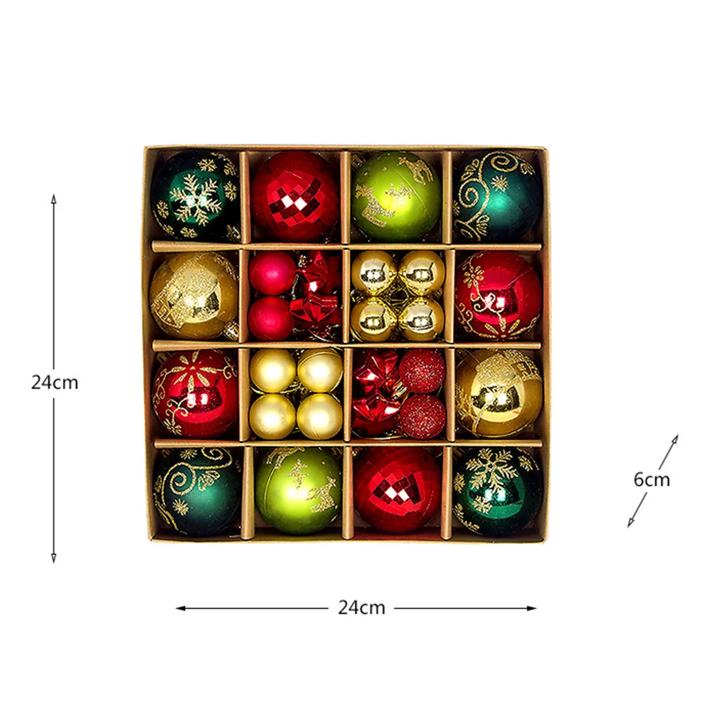 44 stücke Chiristmas Ball Set Weihnachts baum Anhänger Ball Plastik ball Schneeflocke bunte Weihnachts baum Ball DIY Weihnachts feier Dekorationen – Detail 1