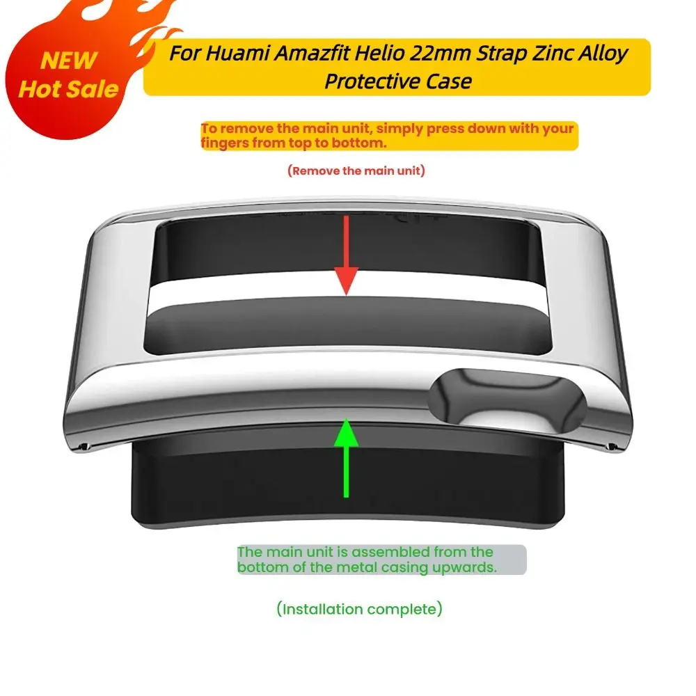 Sleek 22mm Metal Frame Shockproof Protective Watch Shell