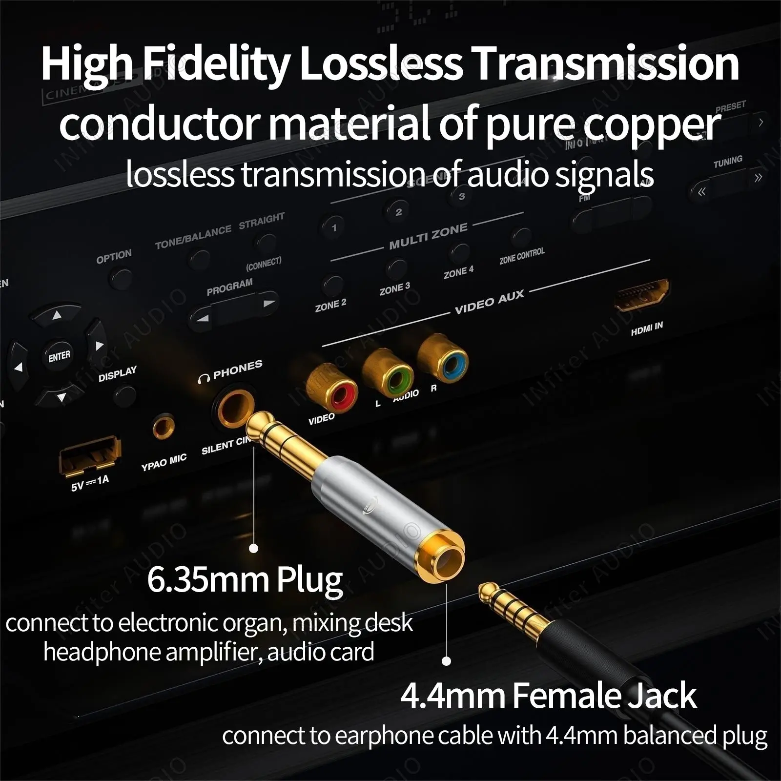 Premium Audio Adapter: 6.35mm to 4.4mm Balanced Converter Connector