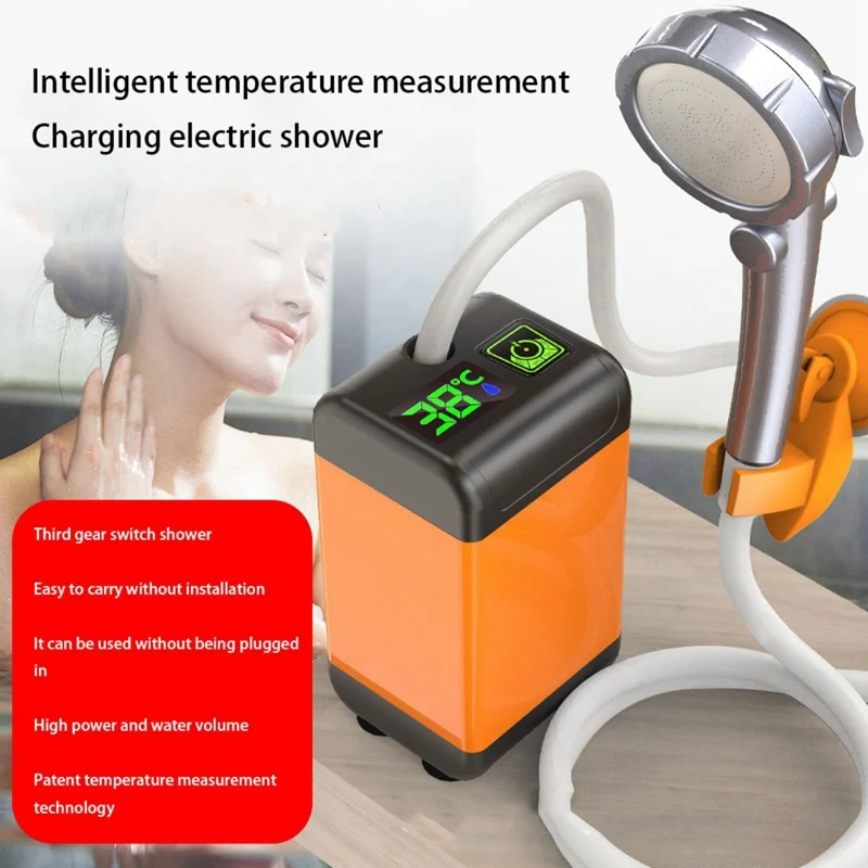 

7800Mah Electric Shower Pump IPX7 Waterproof With Digital Display For Travel Beach Pet Watering