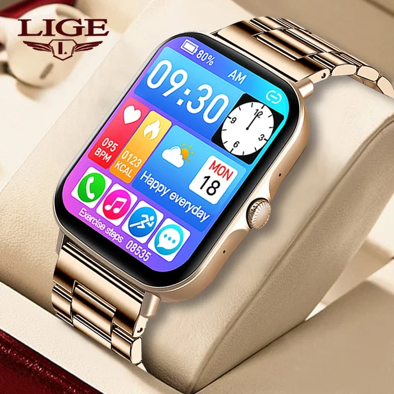 

LIGE New Dial Call Smart Watch Men 2022 Full Touch Body Temperature Sports Fitness Tracker Waterproof Men Smartwatch Women + Box