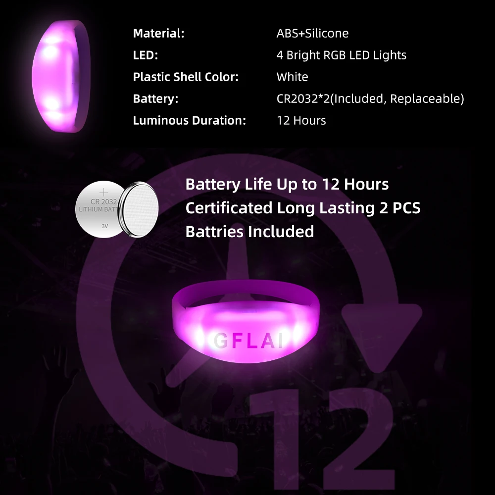 Description Picture 2 of itemLED Bracelets Glow Party Lights Supplies Remote Controlled Pulsera Light Up Wristband Pulseira Event DMX Bracelet leds