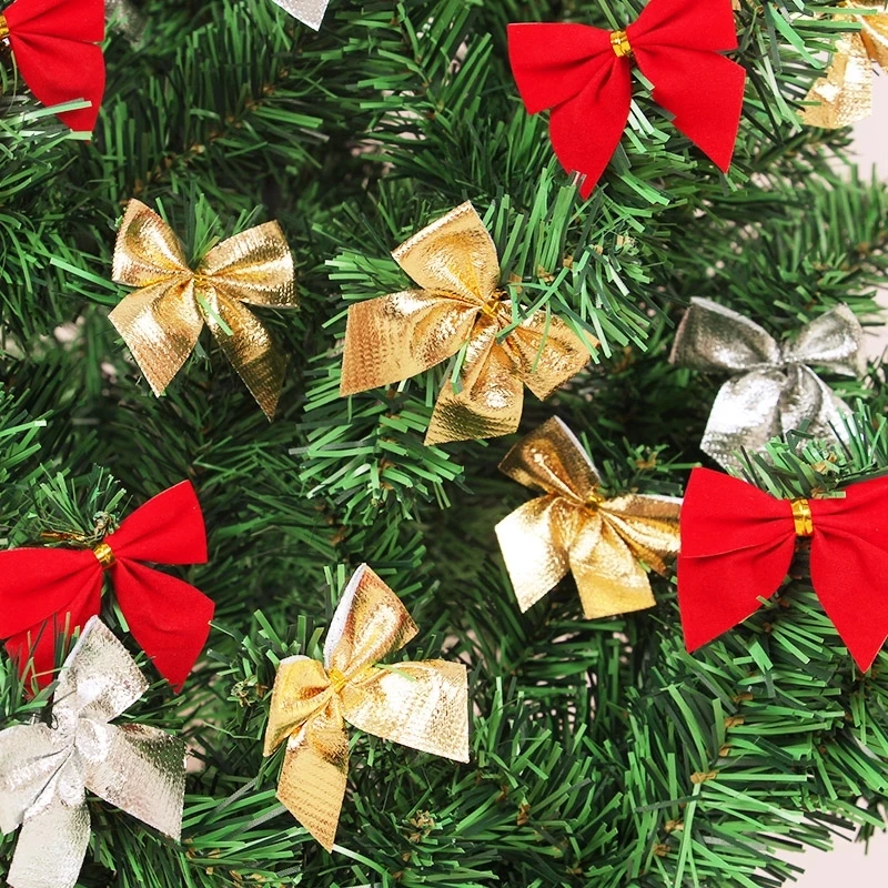 12Pcs 5cm Bow Christmas Decorations Xmas Tree Pendant Ornament for Home Decor Navidad New Year Party 2024 DIY Gift Accessories