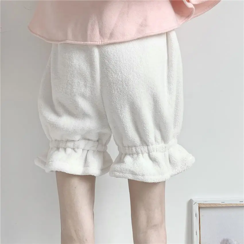 Safety Shorts Autumn Winter Lolita Safety Short Pants Women Cute Plush Warm Pumpkin Shorts Kawaii JK Bloomers Shorts Underwear