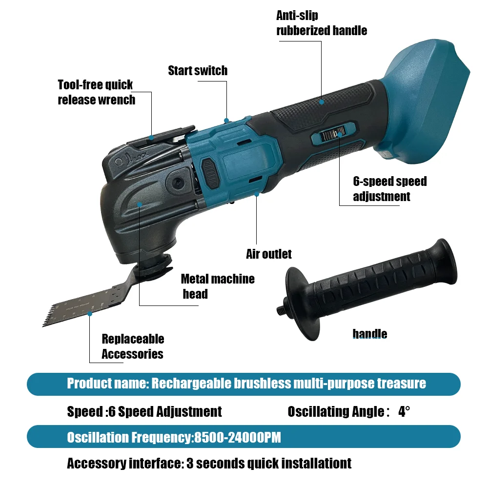 Brushless Oscillating Multi-Tool Cordless Electric Saw Trimmer/Shovel/Cutting/Polishing Woodworking Tool for Makita 18V Battery 2