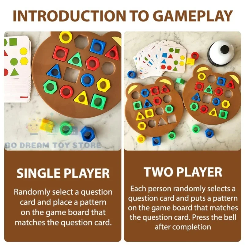Parent-child Interaction Board Game Geometric Shape Color Cognitive 3D Puzzle Children Reaction Learning Board Developmental Toy 3