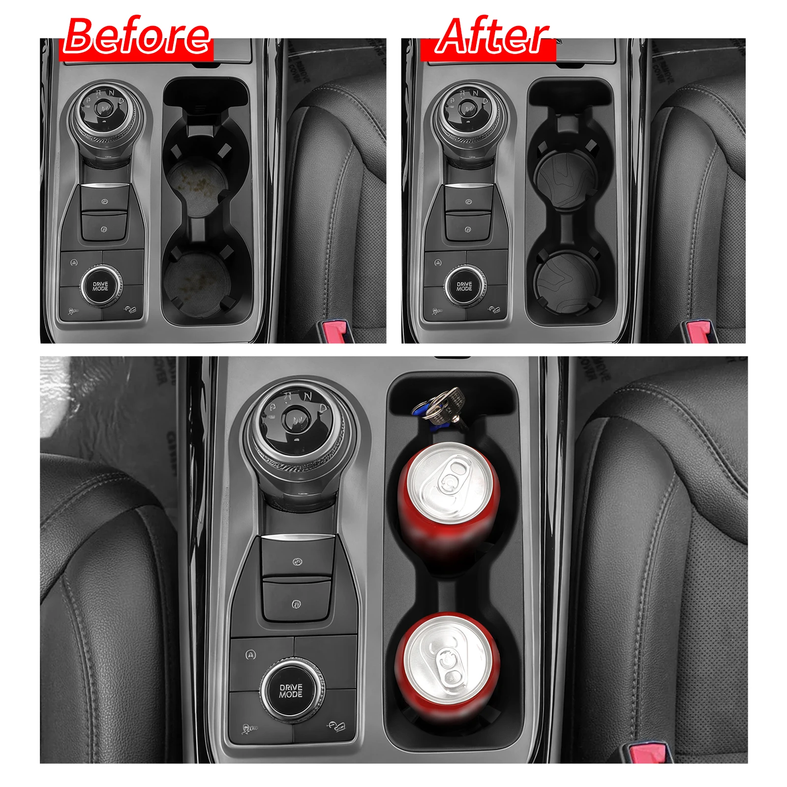 포드 익스플로러 2020-2024 (2025 + 맞지 않음) 센터 콘솔 컵 홀더 충격 흡수 저장 트레이 TPE 자동차 액세서리