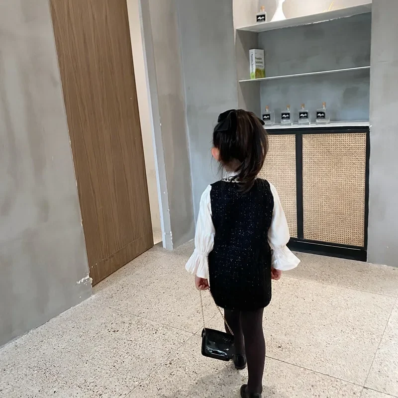 Spring Girls Fashion Tweed Dress Kids Long Sleeve Dresses Girls Princess Dress girls dress princess costume kids clothes