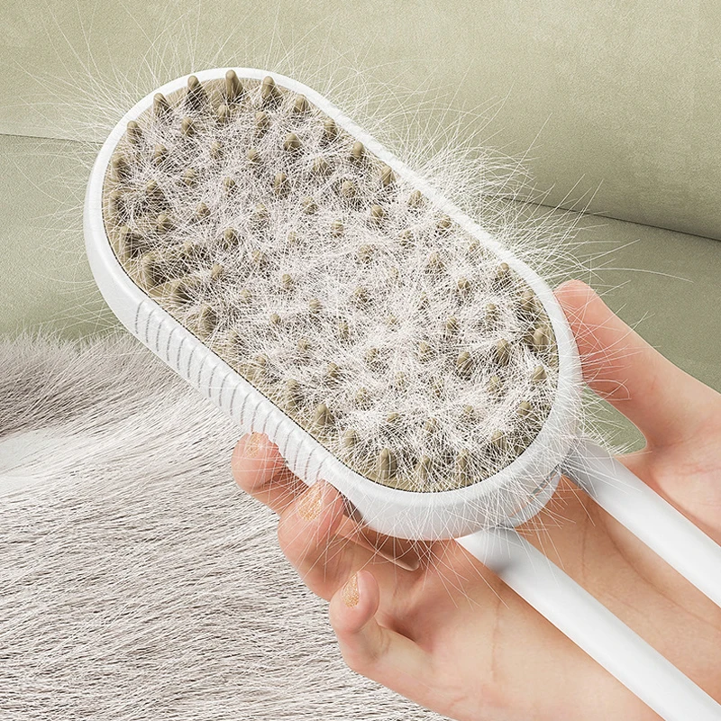 Steamy Brush Electric Spray Cat Hair Brush 3in1 Pet Hair Removal Tool 360° Rotating Handle Silicone Multifunctional Massage Comb 5