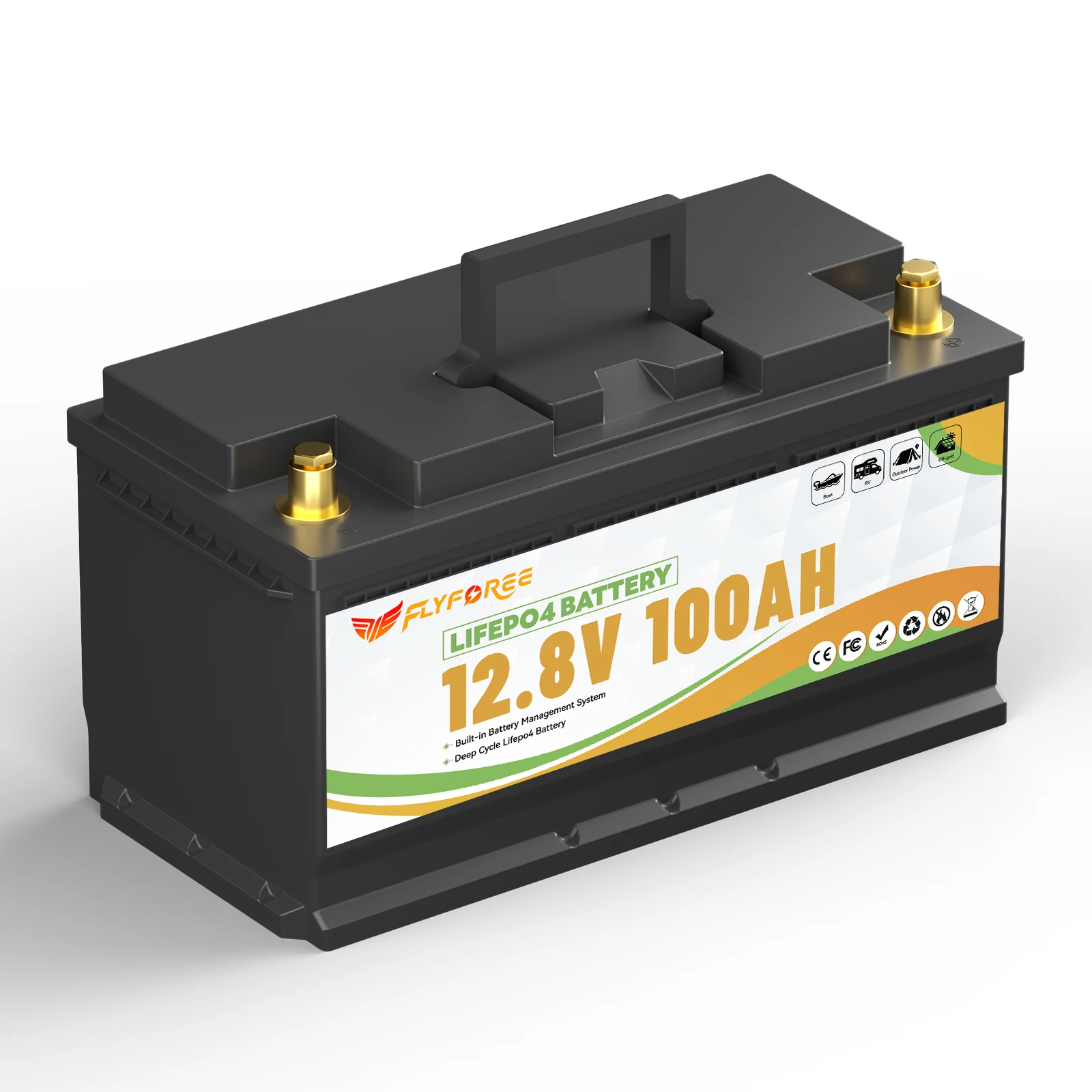 FLLYROWTH 12V 100Ah LiFePo4 Lithium-Akku mit Ladegerät Bluetooth 100A BMS für Wohnmobil-Bootsmotoren Solar-Wind-Lithium-Batterie – Detail 20