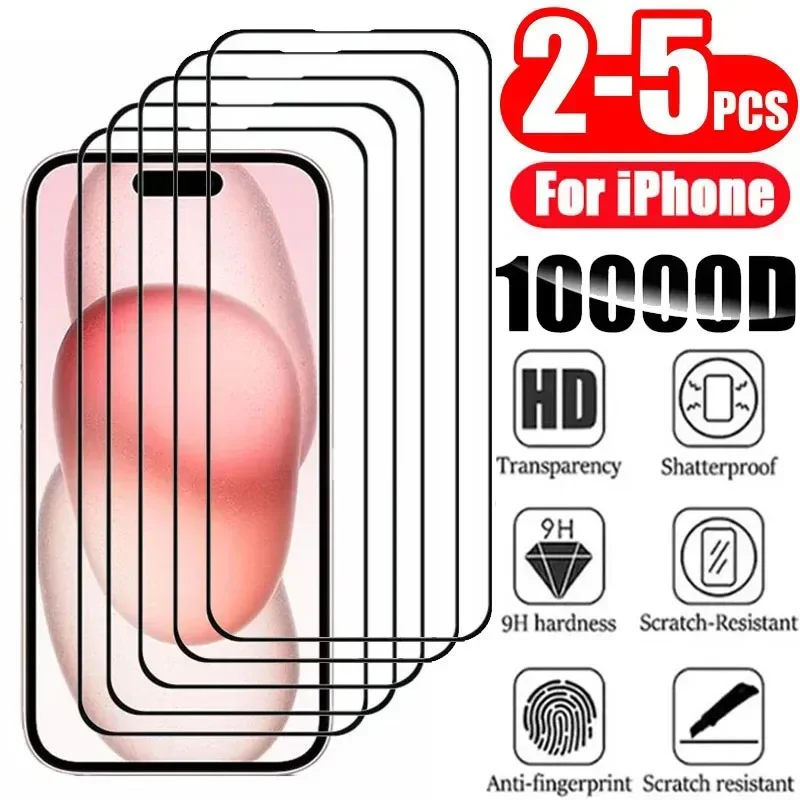 

Защитное стекло с полным покрытием 100D для IPhone, стекло для защиты экрана iPhone 15, 11, X, XR, XS MAX, 7, 8 Plus, 13, 12, Mini, 14 Pro, 2-5 шт.