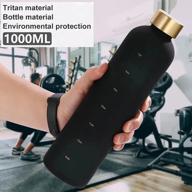 1L Water Bottle with Time Marker 32 OZ Fitness Sports Outdoor Travel Portable Leakproof Drinkware BPA Free Frosted Drink Bottles 3