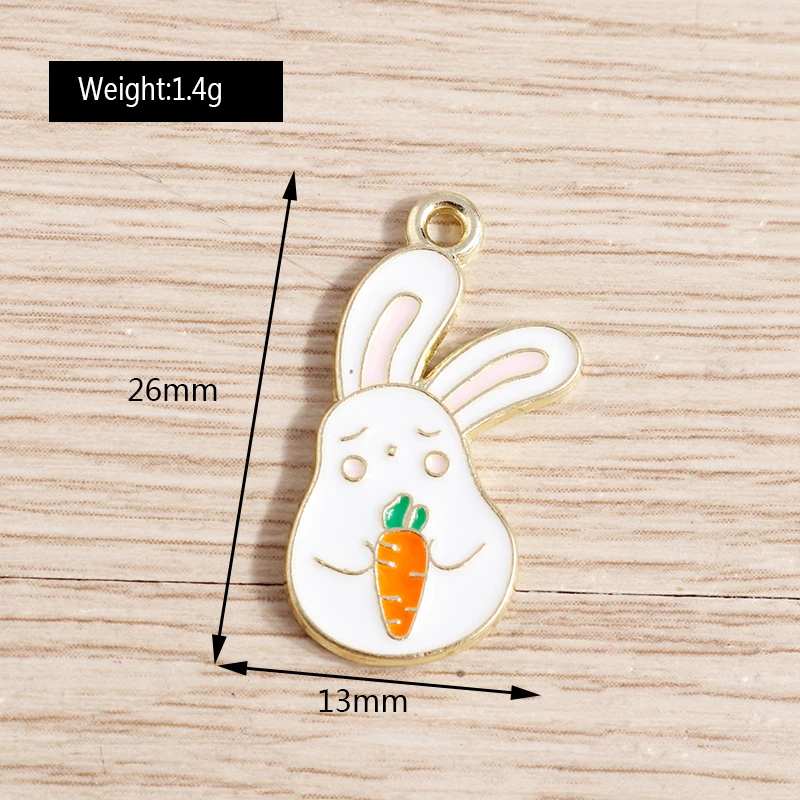 Tusember 10 Teile/los Emaille Nette Rosa Blume Kaninchen Charms DIY Schmuck Machen Tropfen Ohrring Armband Handgemachte Handwerk – Detail 12