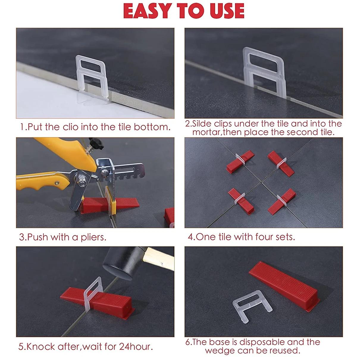 Tile Spacers Tile Leveling Clips Tile Leveling Tools 501Pcs Tile Leveling System Kit 1/1.5/2/2.5/3MM Tiles Leveling Tools 400Pcs Tile leveler Spacers Clip + 100Pcs Wedges + 1Plier