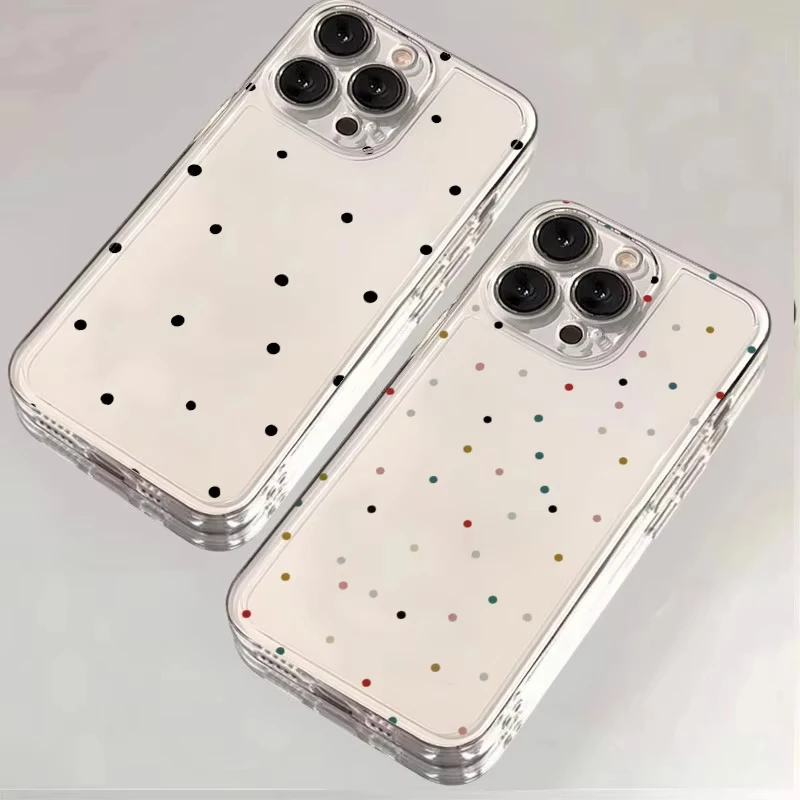 Sleek Black Dotted Transparent Phone Case - Soft Cover