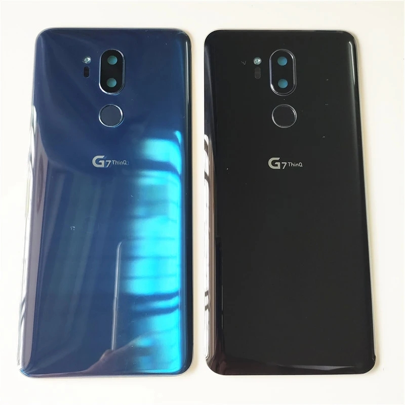 Original For LG G7 ThinQ Glass Back Battery Cover Door Panel Housing Case With Camera Lens+Fingerprint Button