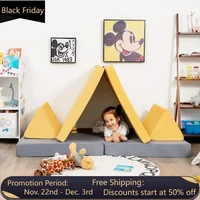 Convertible Kids Couch, 6-Piece Modular Sofa Playset or 2 Chair for Boy Girl w/Folding Mats & 2 Triangular Pillows 1