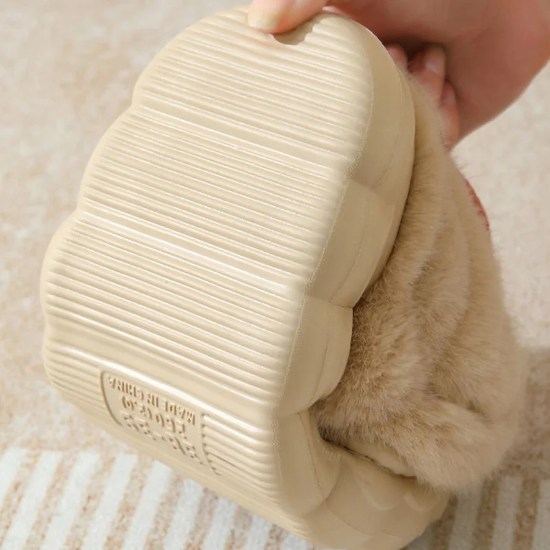 Soft Thick Bottom Fur Slippers Women Cute Mushroom Fluffy Cotton Slippers for Woman Non Slip Indoor Warm House Shoes Ladies