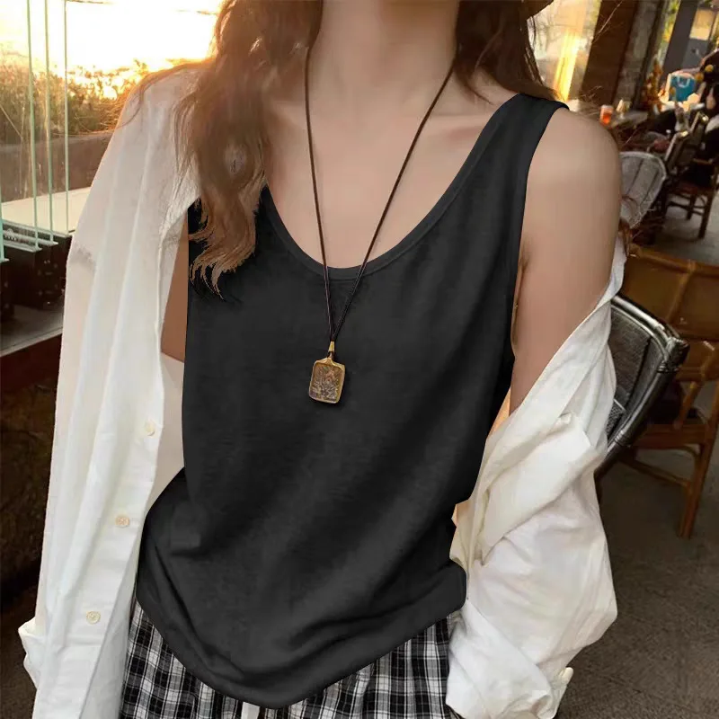 เสื้อ Tank Top ผ้าฝ้ายลินิน ใส่สบาย ดีไซน์เรียบหรู