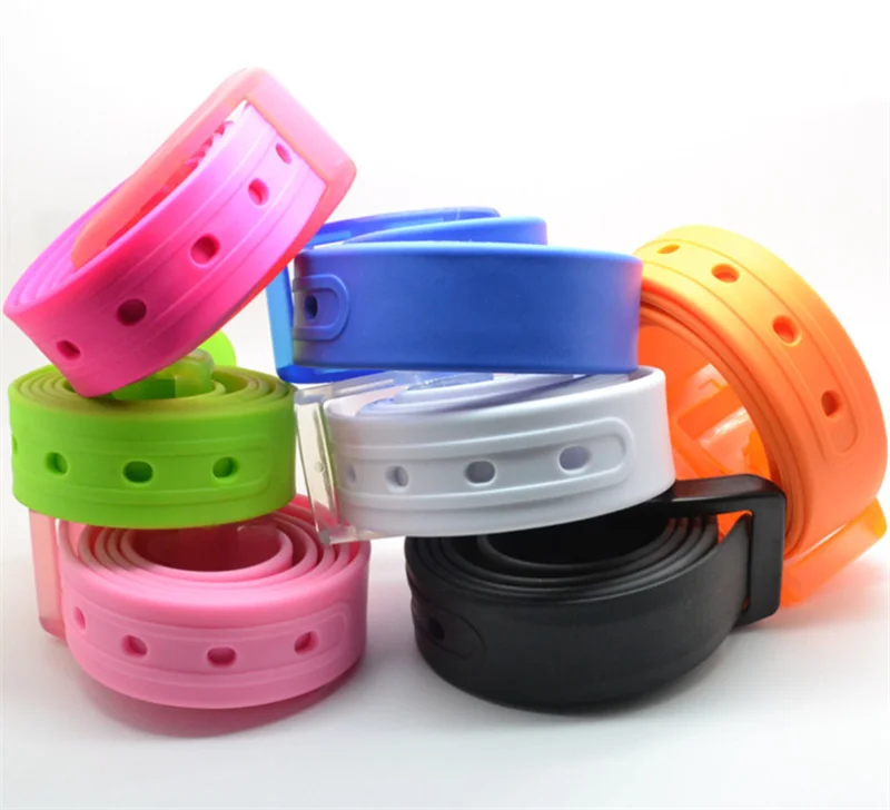 

2021 Fashion Silicone Belt for Men and Women Candy Color Apparel Accessories Iron-free Belt Smooth Buckle Adjustable Belts