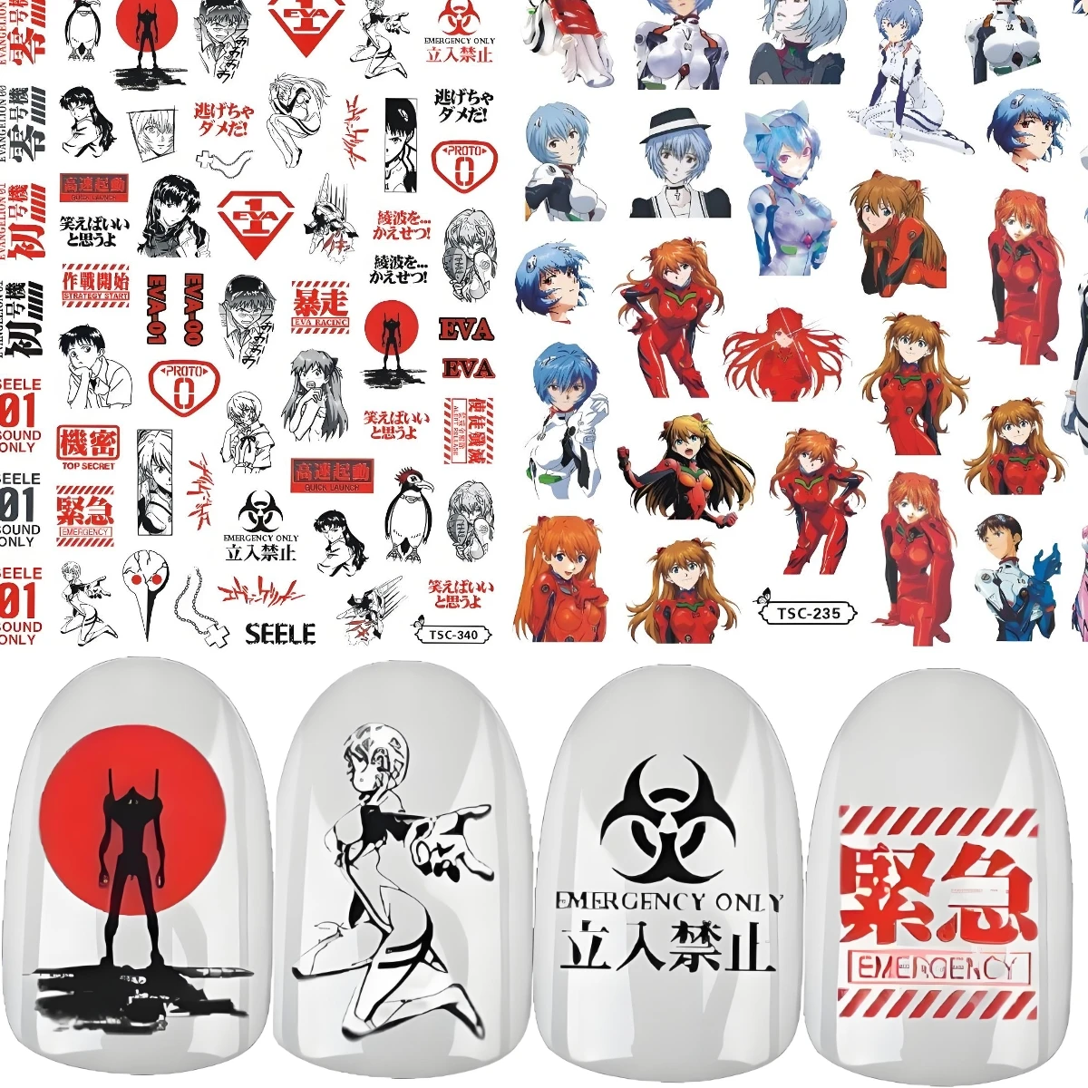 TSC-340 Century Evangelion 3d nail art sticker stamp decal nail slider decor Ayanami Rei nail stickers,nail decals