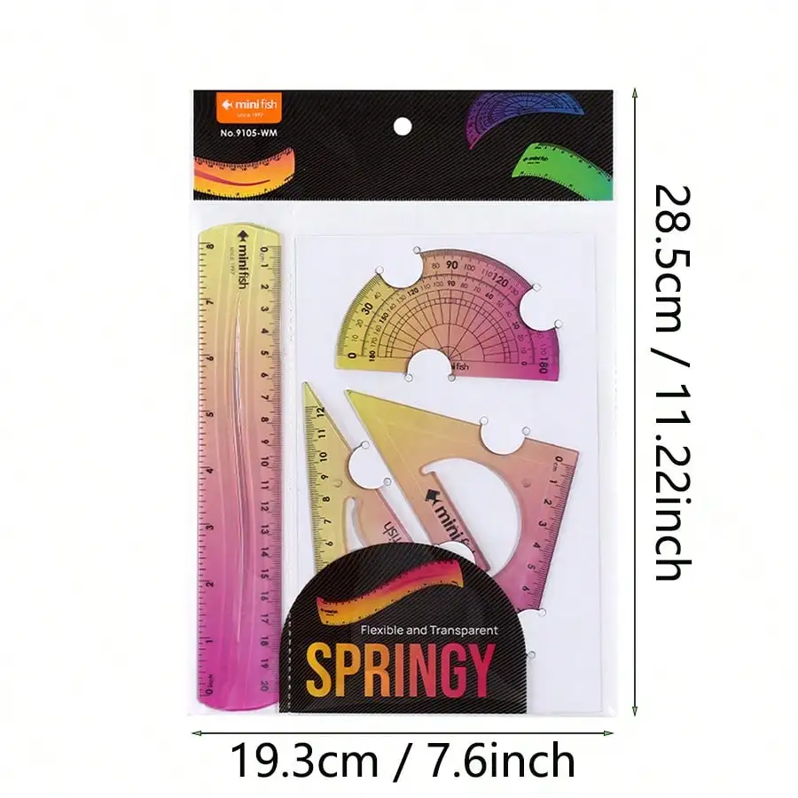 20cm 그라데이션 옴브레 스타일 소프트 자, 센티미터와 인치로 길이를 측정 가능, 학생 및 학교용으로 적합