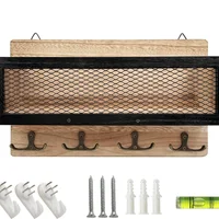 1Pc Key Holder Wall Mount Key and Mail Chains Rack for Left-luggage office Kitchen Living Room Checkroom (Wood) 2