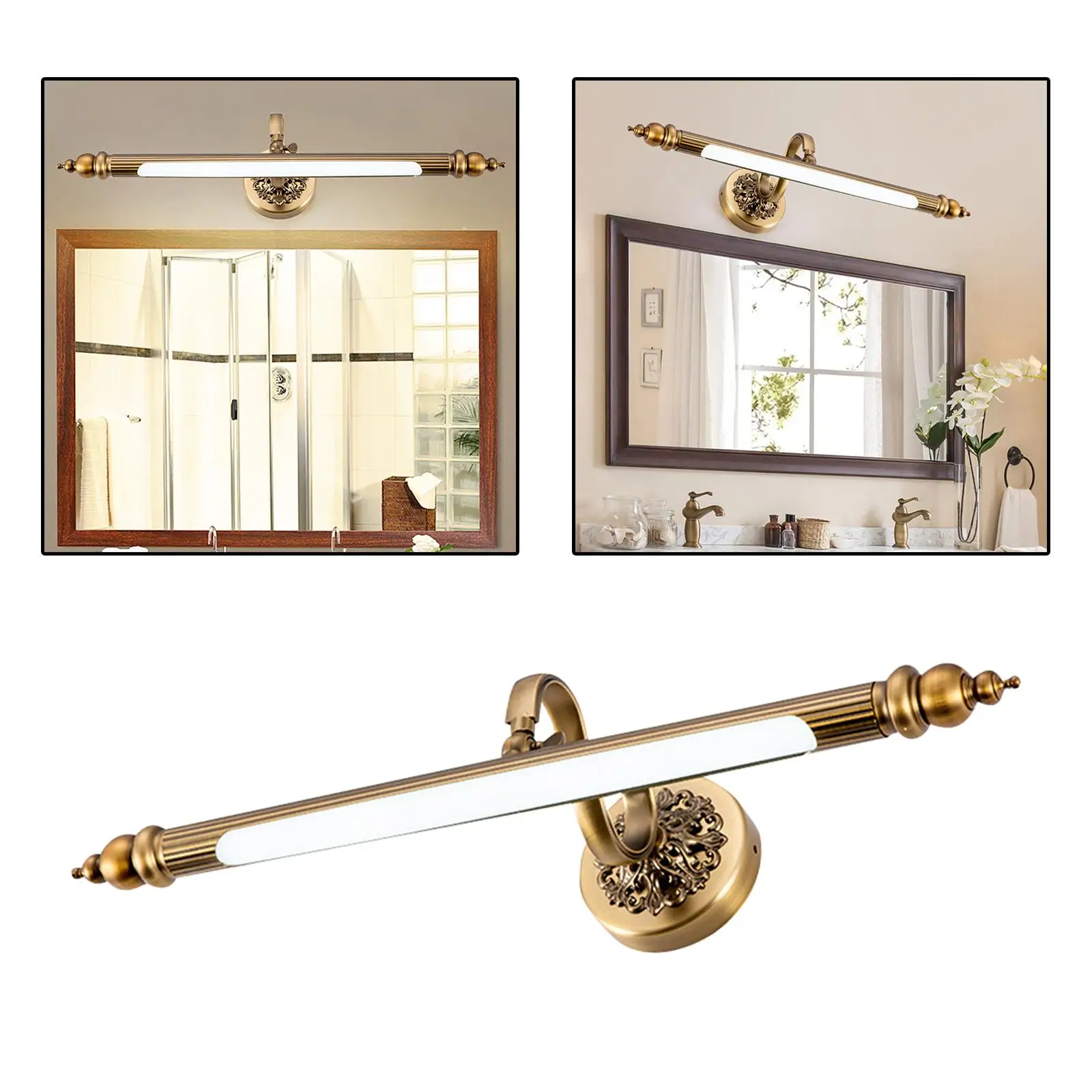 Wired LED Mirror Light 240 Degree Adjustable Angle for Bedroom Bathroom Bedside Hallway Toilet Warm White Wall Lighting 300k