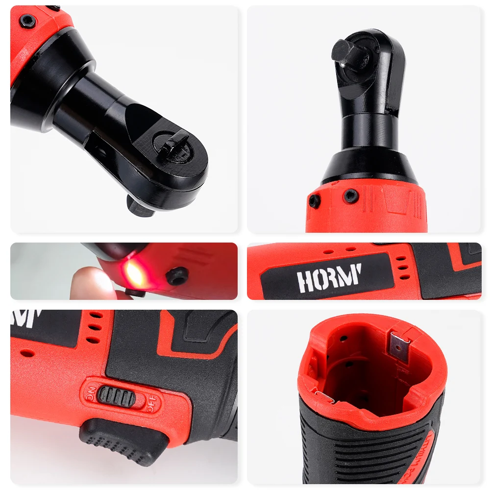 12V 48N.m Electric Impact Wrench Cordless 3/8'' Ratchet Wrench Removal Screw Nut Car Repair Tools Hand Drill Right Angle Wrench
